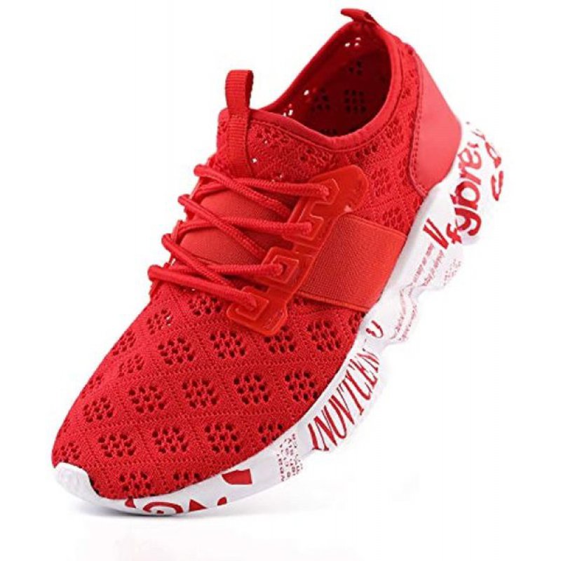 Wander G Men's Lightweight Breathable Mesh Street Sport Walking Shoes Casual Sneakers for Sports Gym Walking Red