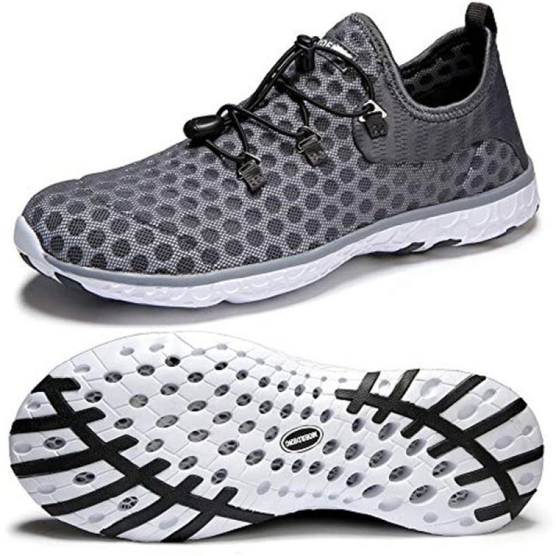 MOERDENG Men's Quick Drying Water Shoes Lightweight Aqua Shoes for Sports Outdoor Beach Pool Exercise 123dark Grey