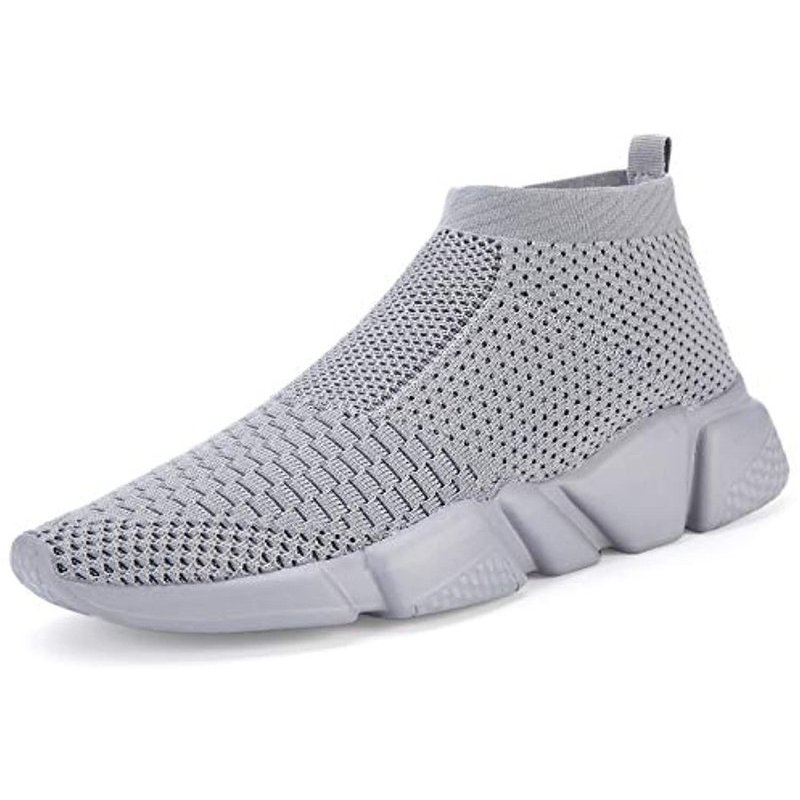 Voiv Womens Walking Shoes Mens Slip-on Sneakers Breathable Lightweight Athletic Running Shoes All Gray